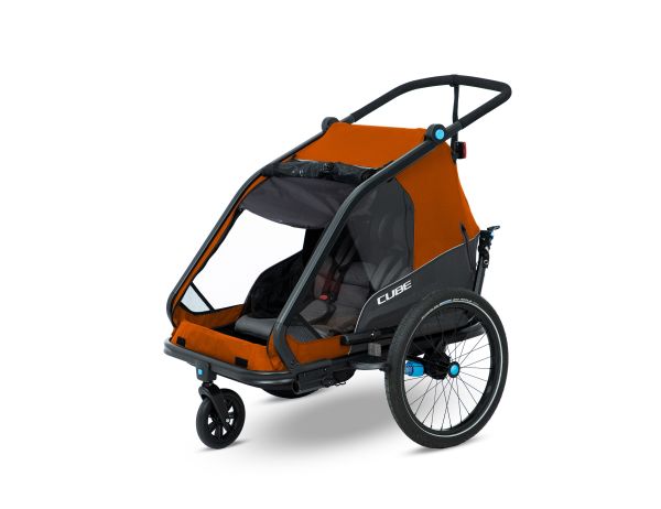Cube Kinder Fahrradanhänger Double CMPT X Actionteam - Grey´n´Orange